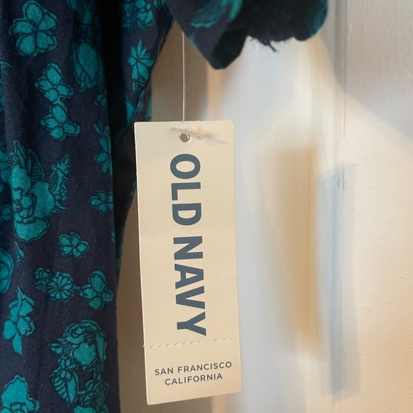 Old Navy Men’s XXXL Hawaiian Shirt NWT Navy Teal Short Sleeve Soft Wash Buttons - Picture 4 of 6